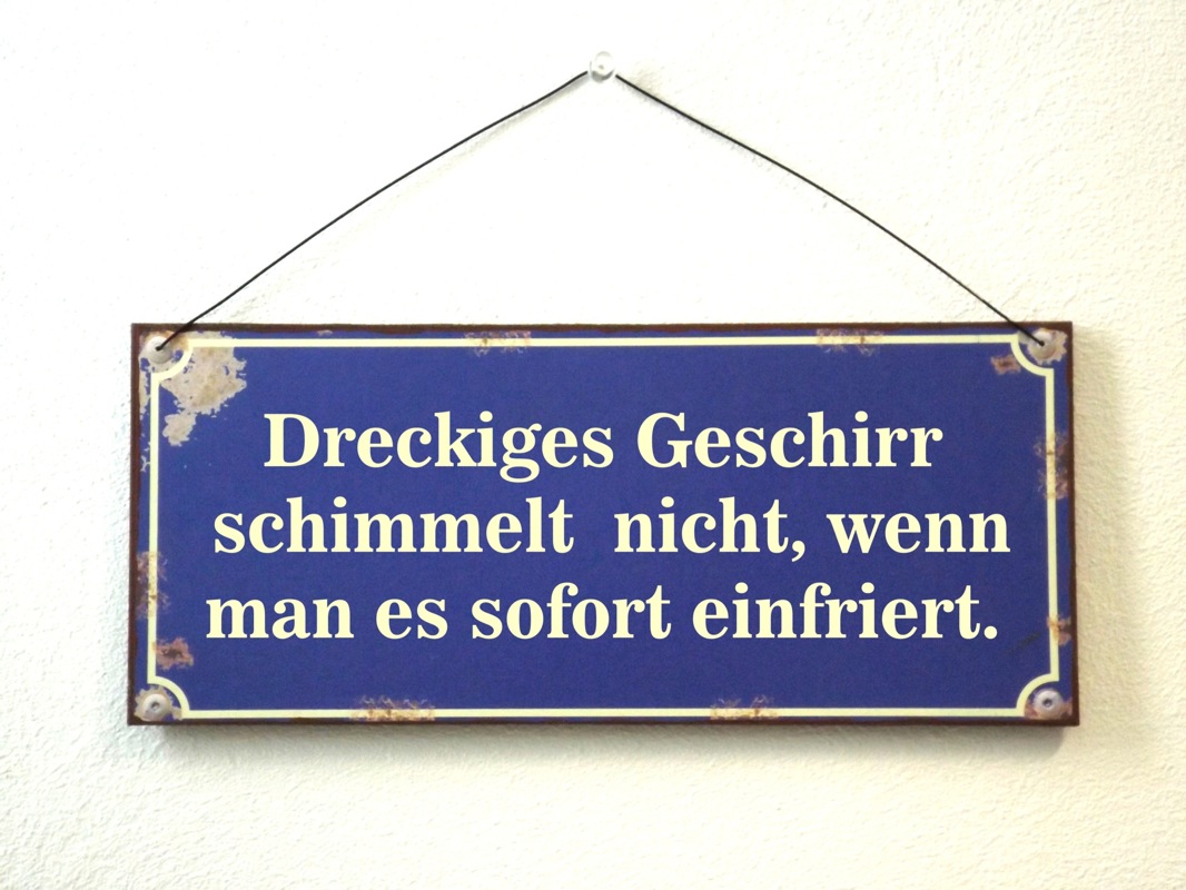 HolzSchild „Dreckiges Geschirr schimmelt nicht, wenn man es sofort